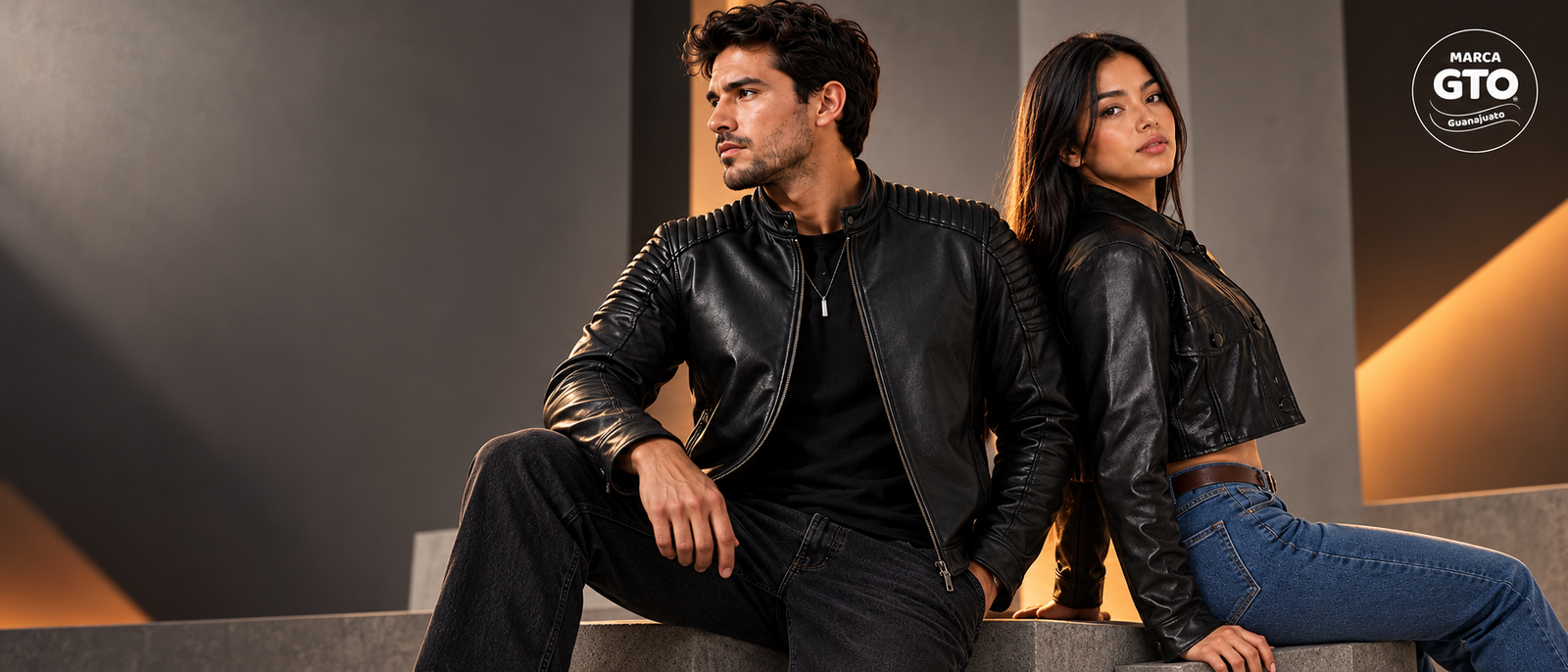 Modelos con chamarras de piel genuina Ceceña & Arce y sello Marca GTO Guanajuato